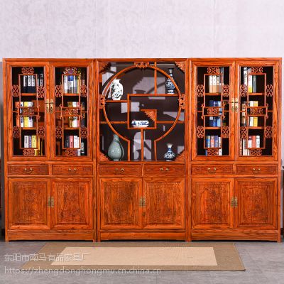 红木书柜书架组合实木刺猬紫檀明式素面书橱花梨木雕花书柜展示架